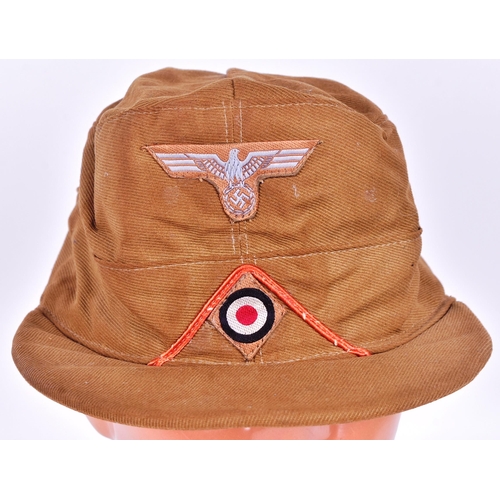 330 - A WWII Second World War Third Reich Nazi German Afrika Korps field cap. Tan / desert fabric front ap... 