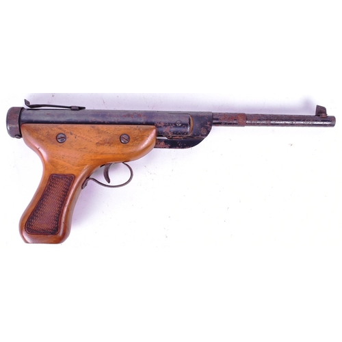 343 - A vintage German made ' Diana ' .177 calibre break barrel air pistol. Chequered wooden grip and barr... 