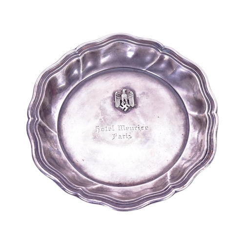 346 - A WWII Second World War Third Reich Nazi German Hotel Meurice German souvenir ashtray. Scratched int... 