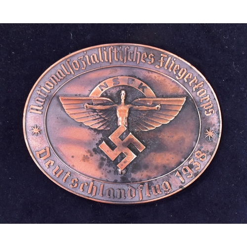 355 - A pre-WWII Second World War 1938 Third Reich Nazi Germany bronze plated metal plaque for 'Deutschlan... 