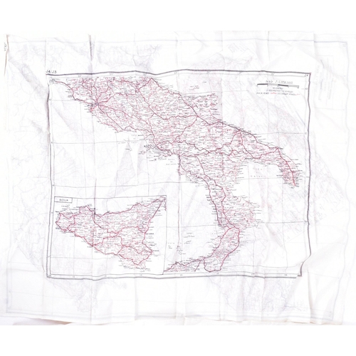 373 - Two WWII Second War interest silk escape maps. Both double sided of Northern and Southern Italy, one... 