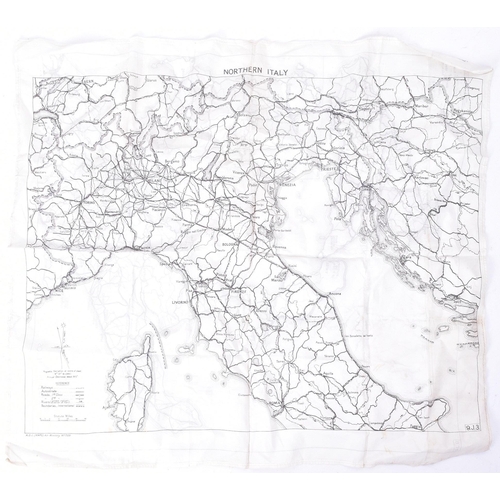 373 - Two WWII Second War interest silk escape maps. Both double sided of Northern and Southern Italy, one... 