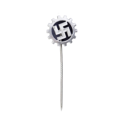 382 - A WWII Second World War Third Reich Nazi German DAF ( Labour Front ) pin badge. The cogwheel Swastik... 