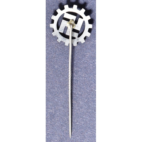 382 - A WWII Second World War Third Reich Nazi German DAF ( Labour Front ) pin badge. The cogwheel Swastik... 