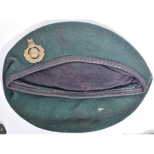 390 - A collection of WWII Second World War British RM Royal Marines items comprising a beret, tunic shoul... 