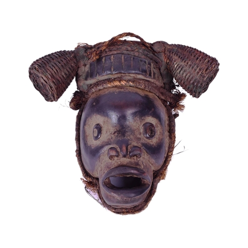 43 - A 20th Century vintage African DRC Demographic Republic of the Congo tribal Pende mask. Wooden const... 