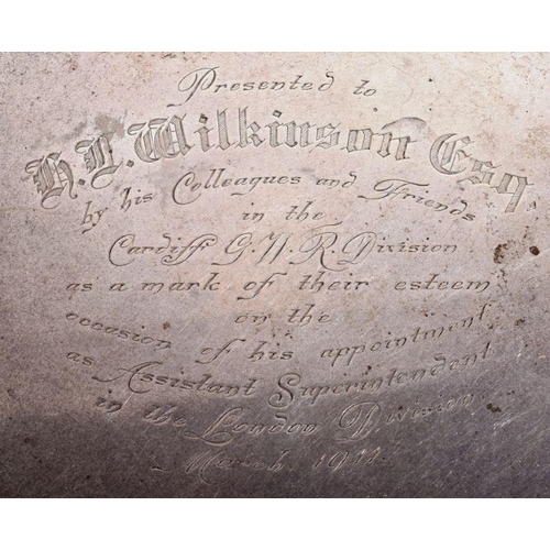 60 - Welsh Railway Interest - two hallmarked silver presentation pieces presented to one H. L. Wilkinson.... 