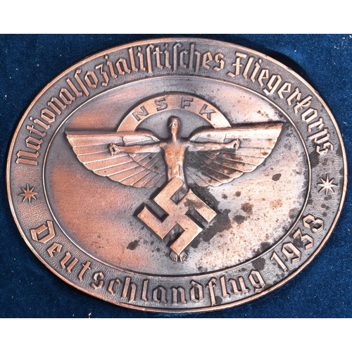 82 - A WWII Second World War Third Reich Nazi Germany NSFK National Socialist Flyers Corps metal plaque f... 