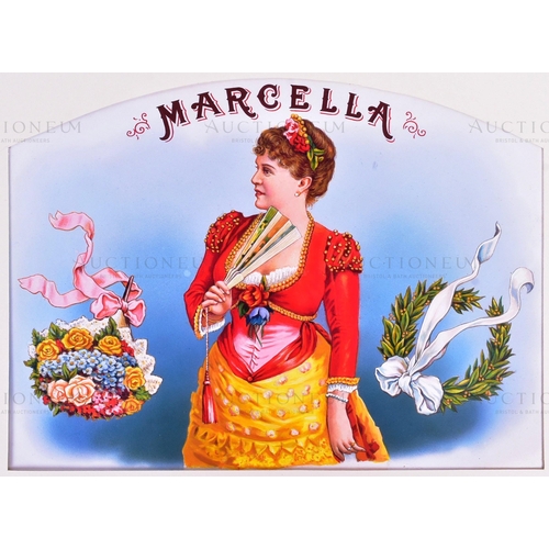 115 - Marcella Cigars - a piece of highly detailed mixed media original artwork for the display panels of ... 