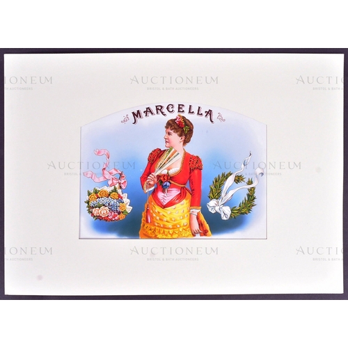 115 - Marcella Cigars - a piece of highly detailed mixed media original artwork for the display panels of ... 