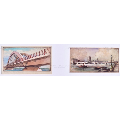 162 - Mardon Son & Hall Ltd, Bristol - x12 highly detailed, mixed media, illustrations of European bridges... 