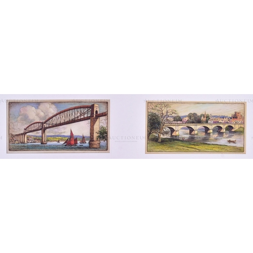 162 - Mardon Son & Hall Ltd, Bristol - x12 highly detailed, mixed media, illustrations of European bridges... 