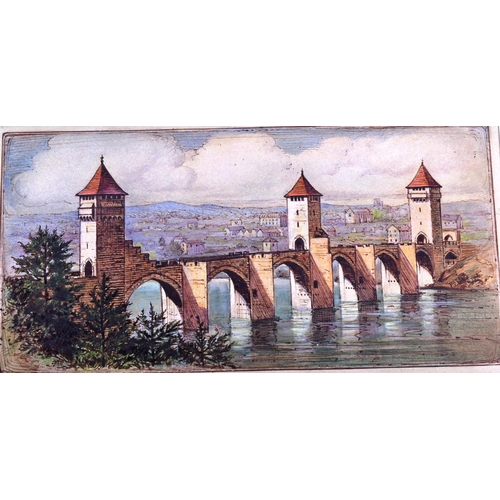 162 - Mardon Son & Hall Ltd, Bristol - x12 highly detailed, mixed media, illustrations of European bridges... 