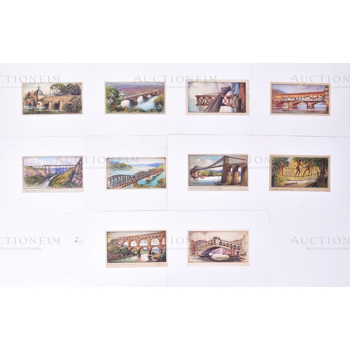 163 - Mardon Son & Hall Ltd, Bristol - x10 highly detailed, mixed media, illustrations of famous bridges, ... 