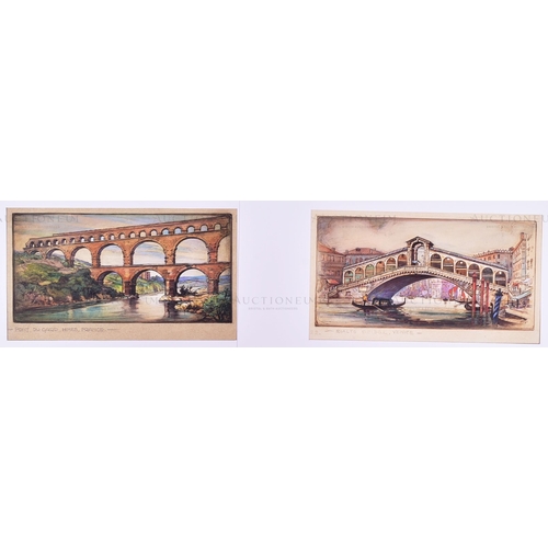 163 - Mardon Son & Hall Ltd, Bristol - x10 highly detailed, mixed media, illustrations of famous bridges, ... 