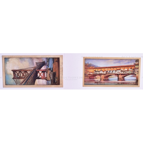 163 - Mardon Son & Hall Ltd, Bristol - x10 highly detailed, mixed media, illustrations of famous bridges, ... 