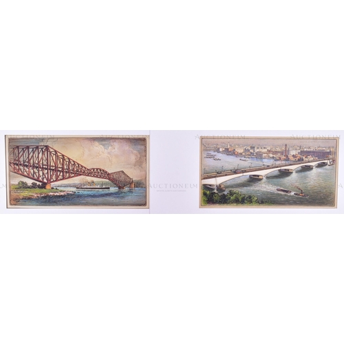 164 - Mardon Son & Hall Ltd, Bristol - x10 highly detailed, mixed media, illustrations of famous bridges, ... 