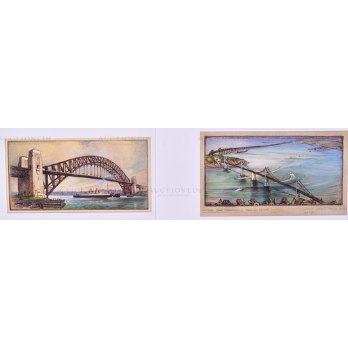 164 - Mardon Son & Hall Ltd, Bristol - x10 highly detailed, mixed media, illustrations of famous bridges, ... 