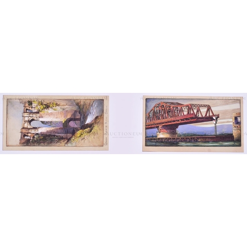 164 - Mardon Son & Hall Ltd, Bristol - x10 highly detailed, mixed media, illustrations of famous bridges, ... 