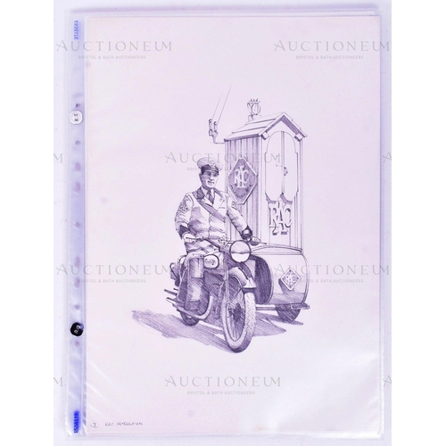 168 - Eric Bottomley G.R.A - x21 pencil sketches for a motoring card series album by English railway artis... 