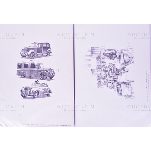 168 - Eric Bottomley G.R.A - x21 pencil sketches for a motoring card series album by English railway artis... 