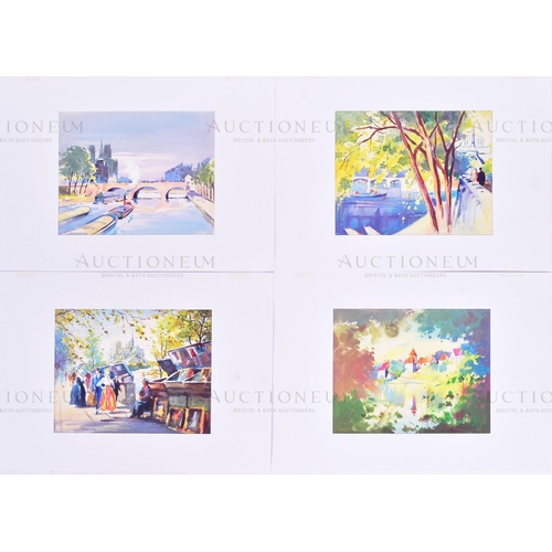 229 - Parisian and French Watercolour Artworks - x4 detailed original watercolour artworks depicting scene... 