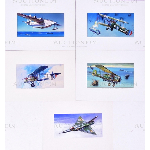 231 - Richard Ward - x5 highly detailed, mixed media, original paintings of military aircrafts, by Richard... 