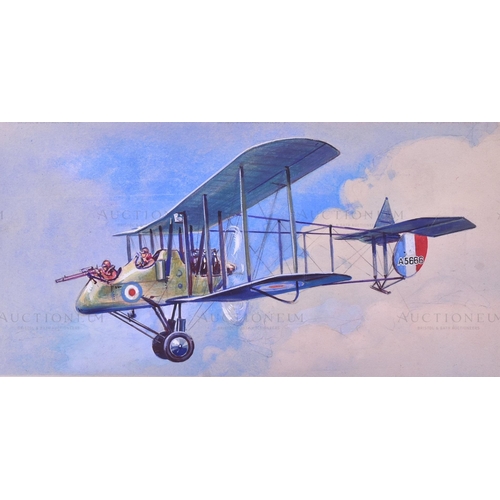 231 - Richard Ward - x5 highly detailed, mixed media, original paintings of military aircrafts, by Richard... 