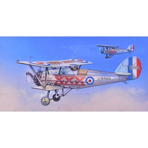 232 - Richard Ward - x5 highly detailed, mixed media, original paintings of military aircrafts, by Richard... 