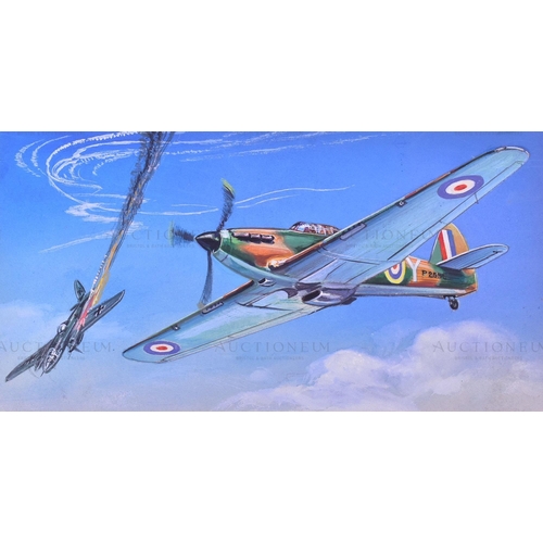 232 - Richard Ward - x5 highly detailed, mixed media, original paintings of military aircrafts, by Richard... 