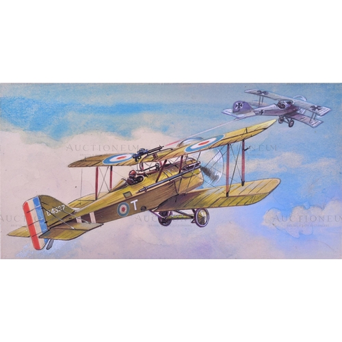 234 - Richard Ward - x5 highly detailed, mixed media, original paintings of military aircrafts, by Richard... 