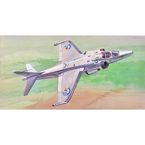 235 - Richard Ward - x5 highly detailed, mixed media, original paintings of military aircrafts, by Richard... 