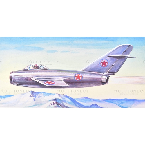 239 - Richard Ward - x4 highly detailed, mixed media, original paintings of military aircrafts, by Richard... 