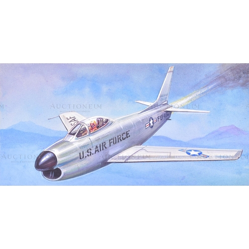 239 - Richard Ward - x4 highly detailed, mixed media, original paintings of military aircrafts, by Richard... 