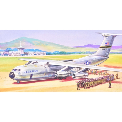 239 - Richard Ward - x4 highly detailed, mixed media, original paintings of military aircrafts, by Richard... 