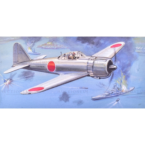 240 - Richard Ward - x4 highly detailed, mixed media, original paintings of military aircrafts, by Richard... 