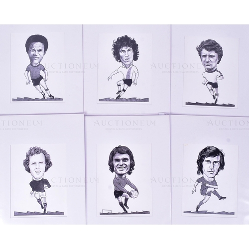 490 - John Collins - x33 pieces of pen and ink caricatures by artist John Collins of World Cup footballers... 