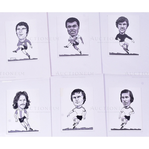 490 - John Collins - x33 pieces of pen and ink caricatures by artist John Collins of World Cup footballers... 