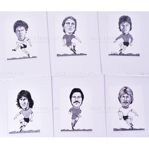 490 - John Collins - x33 pieces of pen and ink caricatures by artist John Collins of World Cup footballers... 