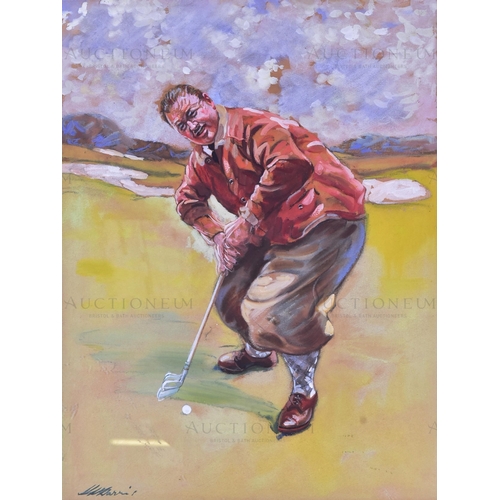 6 - H.H.Harris (1928) - a mixed media portrait of famous golfer George Gadd of the Rochester Golf Club, ... 