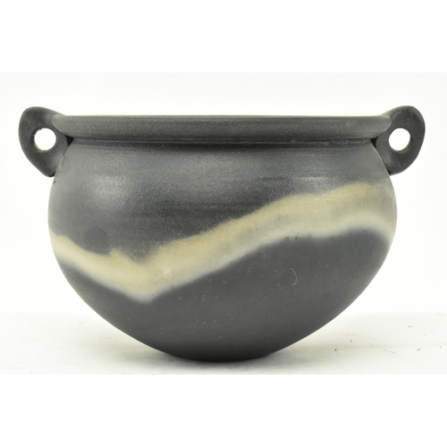 112 - John Leach (1939-2021) for Muchelney Pottery - A studio art pottery stoneware ' Black Mood ' twin ha... 