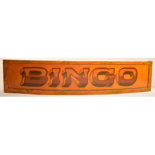 114 - Bingo - A large 20th century hand painted fairground / funfair amusement park curved wooden panel si... 