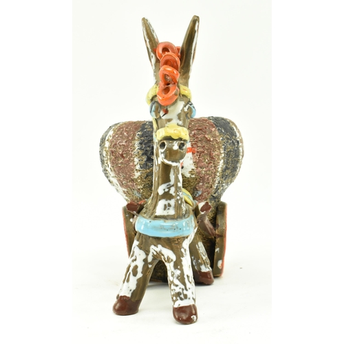 122 - A retro 20th century Italian studio pottery planter in the form of a donkey and cart. Stylistic form... 