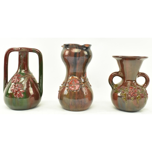 126 - Sir Edmund Harry Elton - Elton Ware Pottery, Clevedon - Three studio art pottery glazed shaped vases... 