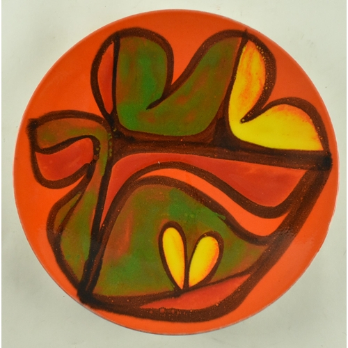 149 - Poole Pottery - Delphis - A retro 20th century studio art charger plate. The plate having an orange ... 