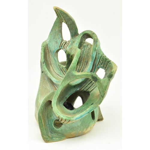 161 - A vintage 20th century studio art pottery 3D sculpture. The abstract sculpture of freeform work fini... 