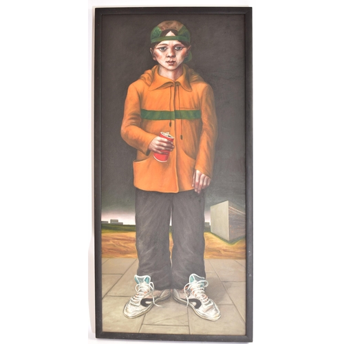 167 - David Hosie (Scotland, b. 1962) - Urban Youth, c. 1993 oil on canvas painting. Exhibited at the Edin... 