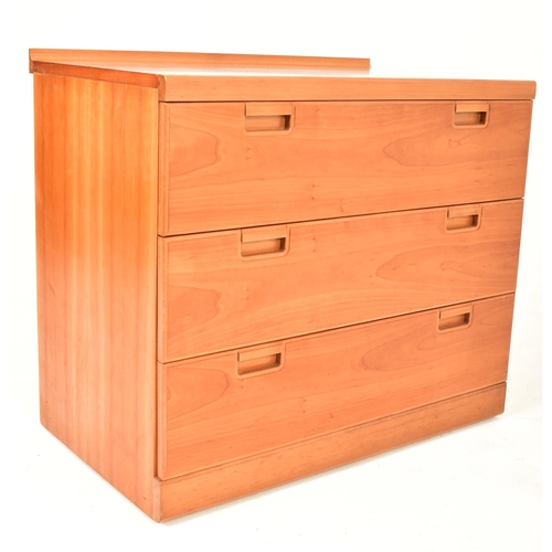 174 - A Danish retro mid 20th century teak wood bachelor small chest of drawers. The chest having a straig... 