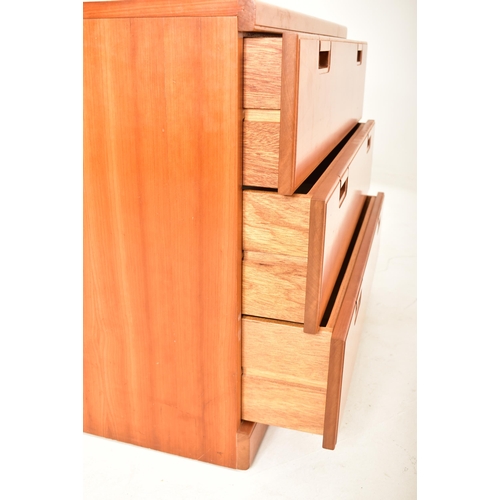 174 - A Danish retro mid 20th century teak wood bachelor small chest of drawers. The chest having a straig... 