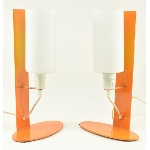 208 - A pair of Scandinavian inspired contemporary painted metal & opaline glass desk table lamps lights. ... 